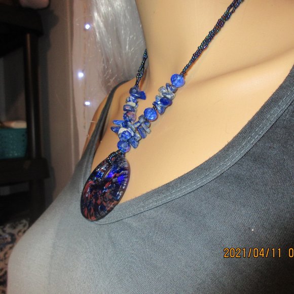 Handmade Glass Bead Necklace - Picture 6 of 7
